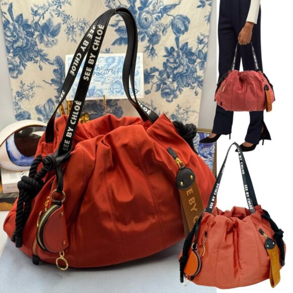 🆕 SEE BY CHLOE 🧿 NWOT Flo Shoulder Bag, Red Nylon